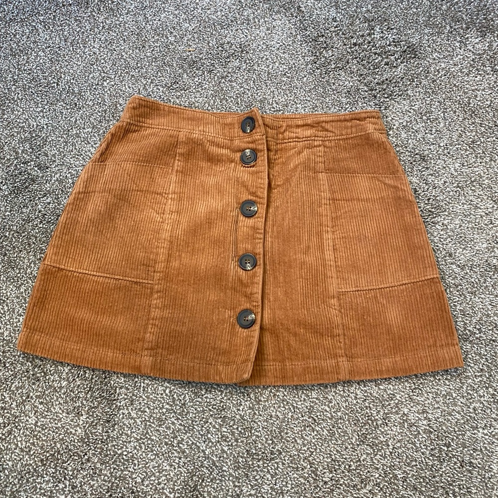 Cute Corduroy Button Up Mini Skirt
